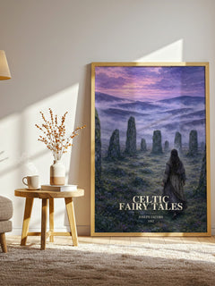 Celtic Fairy Tales watercolour print in frame leaning in hallway – childrens wall art