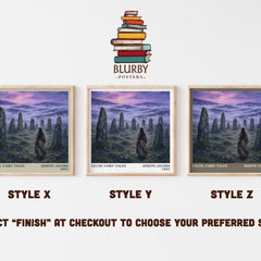 Celtic Fairy Tales literary print in frame leaning in hallway – childrens wall art