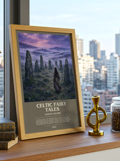 Celtic Fairy Tales bookish print framed by window – literary home decor