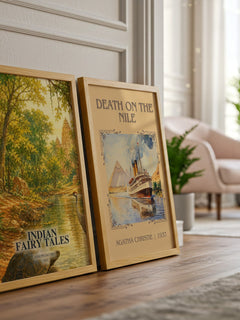 Indian Fairy Tales watercolour print framed by window – literary home decor