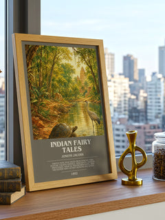 Indian Fairy Tales bookish print framed by window – literary home decor