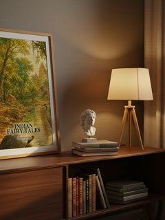 Indian Fairy Tales watercolour print on bookshelf – Joseph Jacobs fan gift