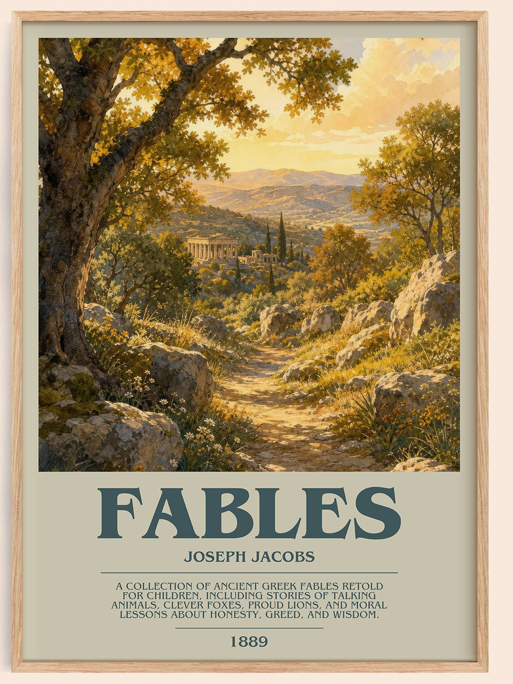 Fables bookish book poster by Joseph Jacobs – framed literary art print
