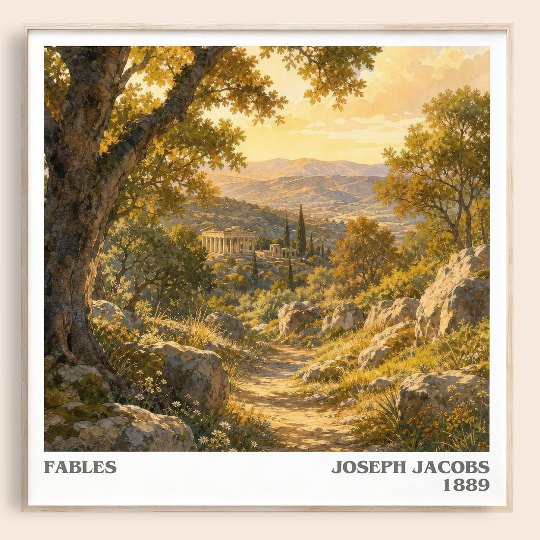 Fables literary book poster by Joseph Jacobs – framed literary art print