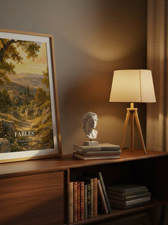Fables watercolour print on bookshelf – Joseph Jacobs fan gift