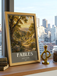 Fables book cover print framed by window – literary home decor