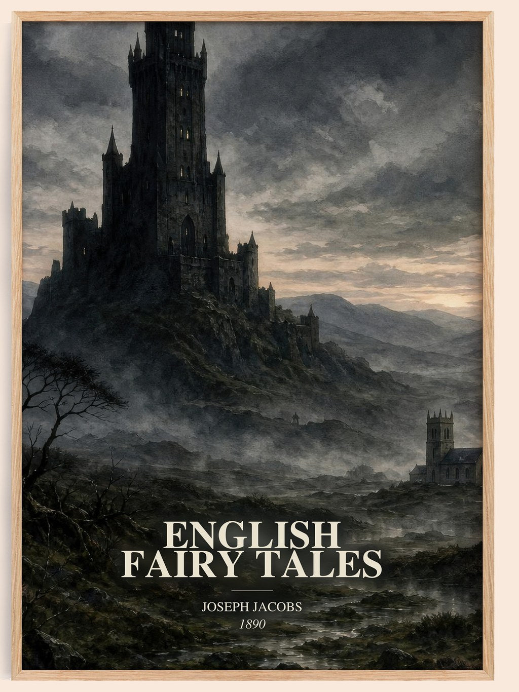 English Fairy Tales watercolour book poster by Joseph Jacobs – framed literary art print