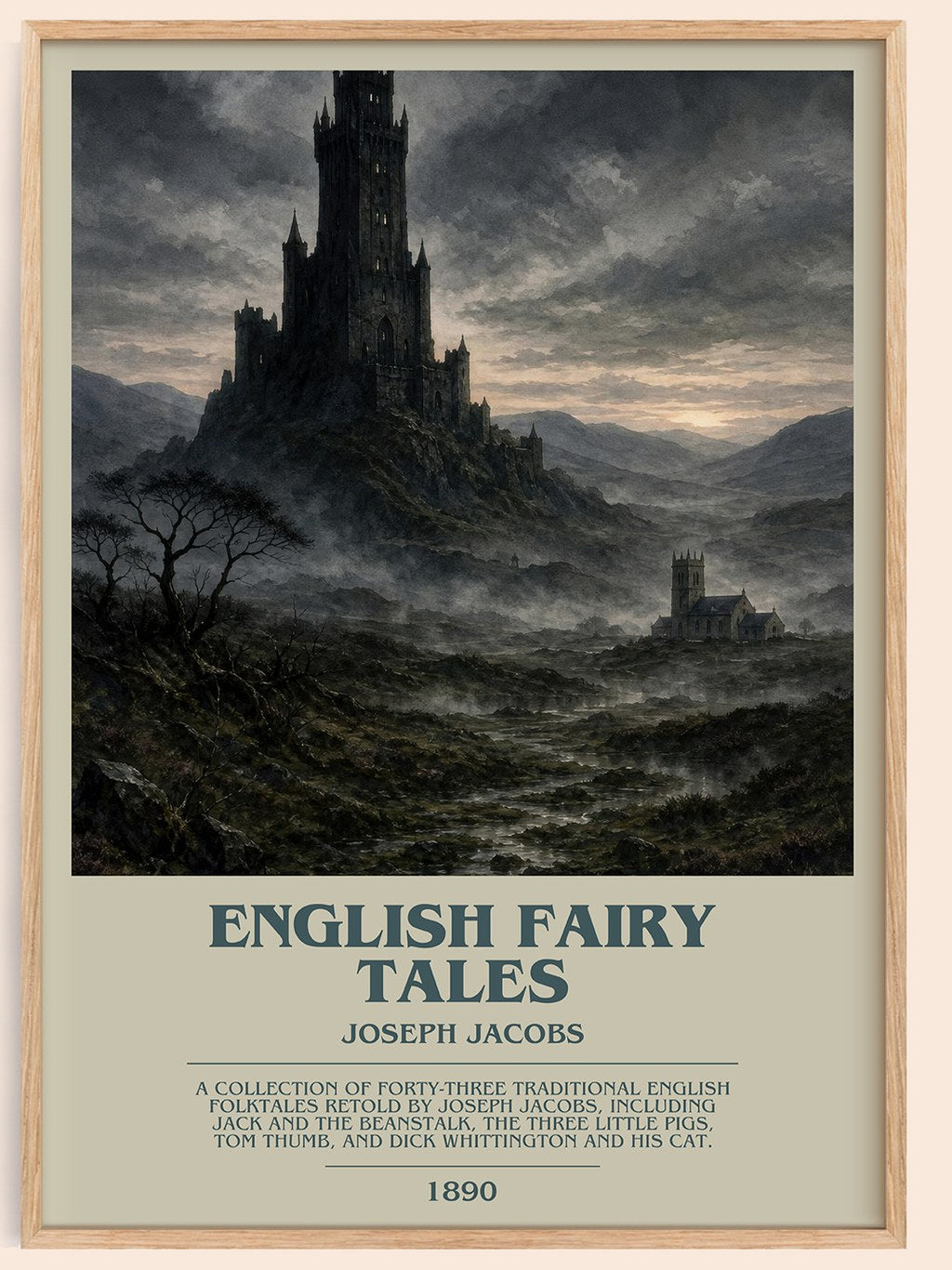 English Fairy Tales bookish book poster by Joseph Jacobs – framed literary art print