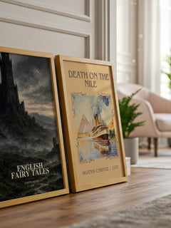 English Fairy Tales watercolour print framed by window – literary home decor