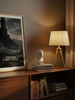 English Fairy Tales watercolour print on bookshelf – Joseph Jacobs fan gift