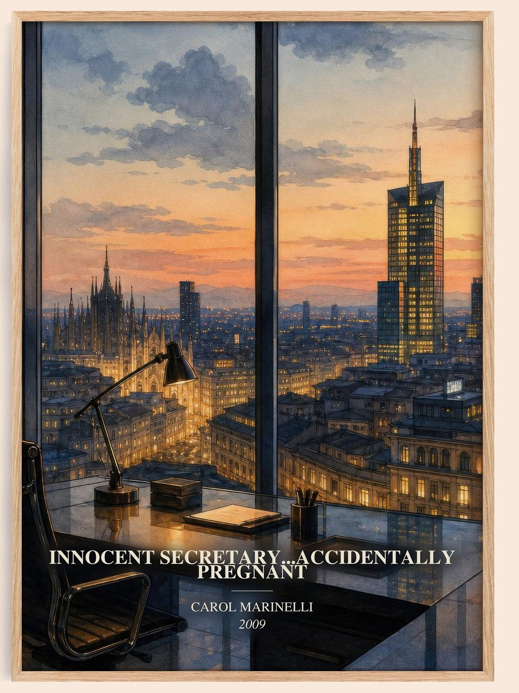 Innocent Secretary...Accidentally Pregnant watercolour book poster by Carol Marinelli – framed literary art print