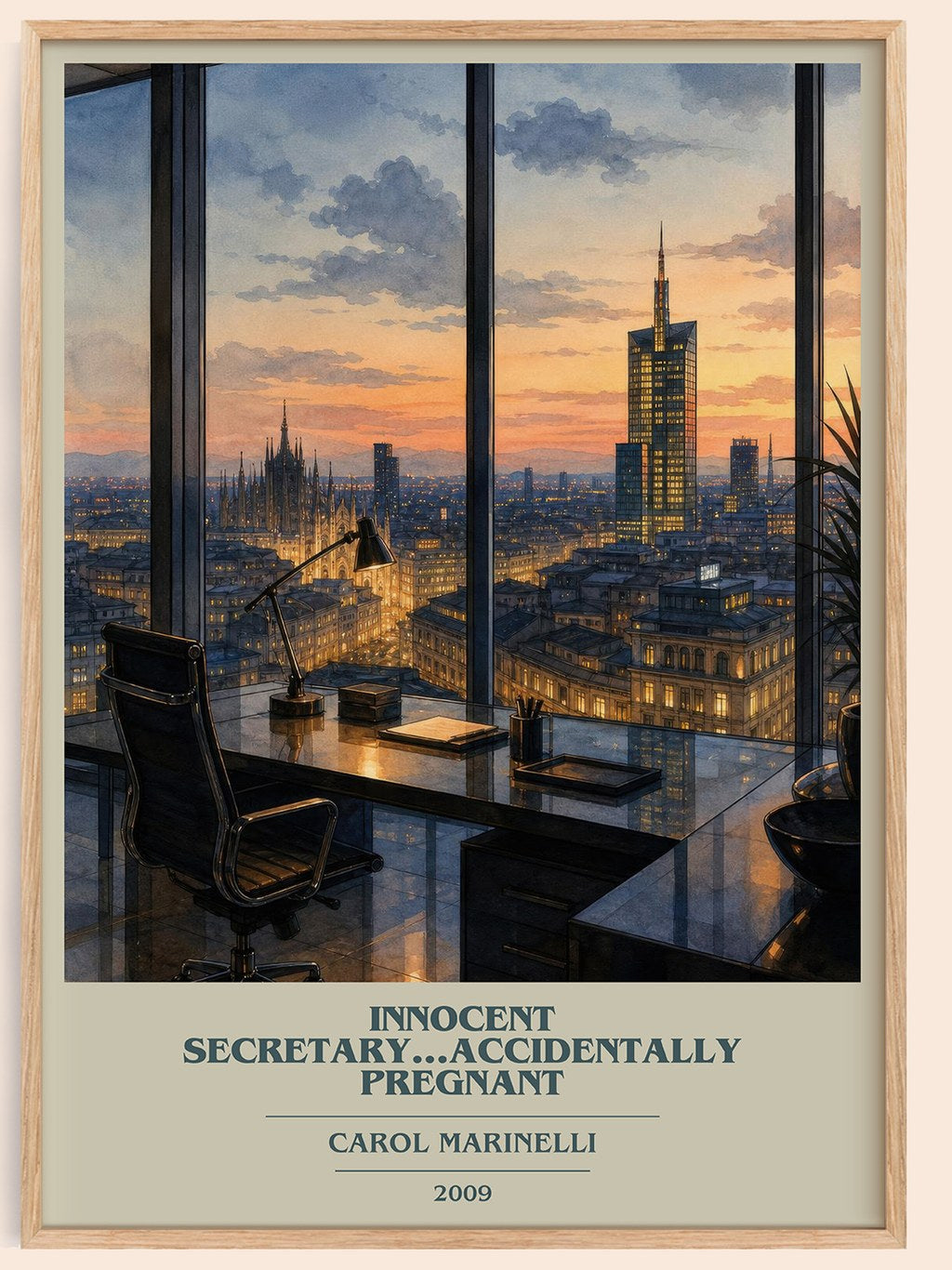 Innocent Secretary...Accidentally Pregnant book cover book poster by Carol Marinelli – framed literary art print