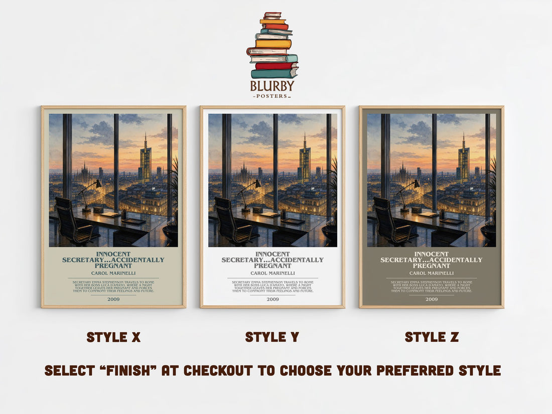 Innocent Secretary...Accidentally Pregnant bookish print in frame leaning in hallway – romance wall art (mockup)