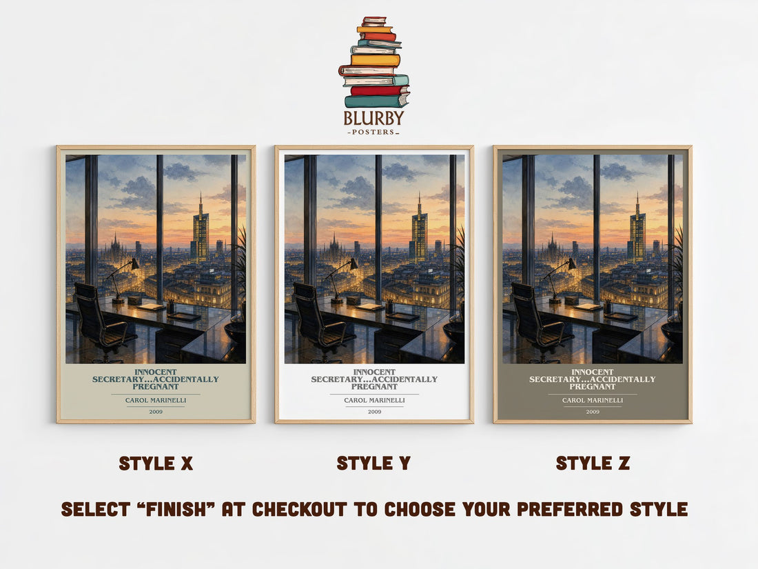 Innocent Secretary...Accidentally Pregnant book cover print in frame leaning in hallway – romance wall art (mockup)