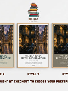 Italian Boss, Ruthless Revenge bookish print in frame leaning in hallway – romance wall art