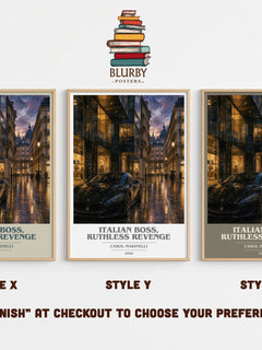Italian Boss, Ruthless Revenge book cover print in frame leaning in hallway – romance wall art