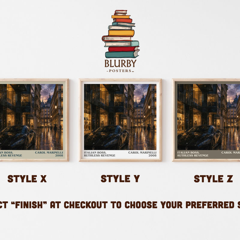 Italian Boss, Ruthless Revenge literary print in frame leaning in hallway – romance wall art