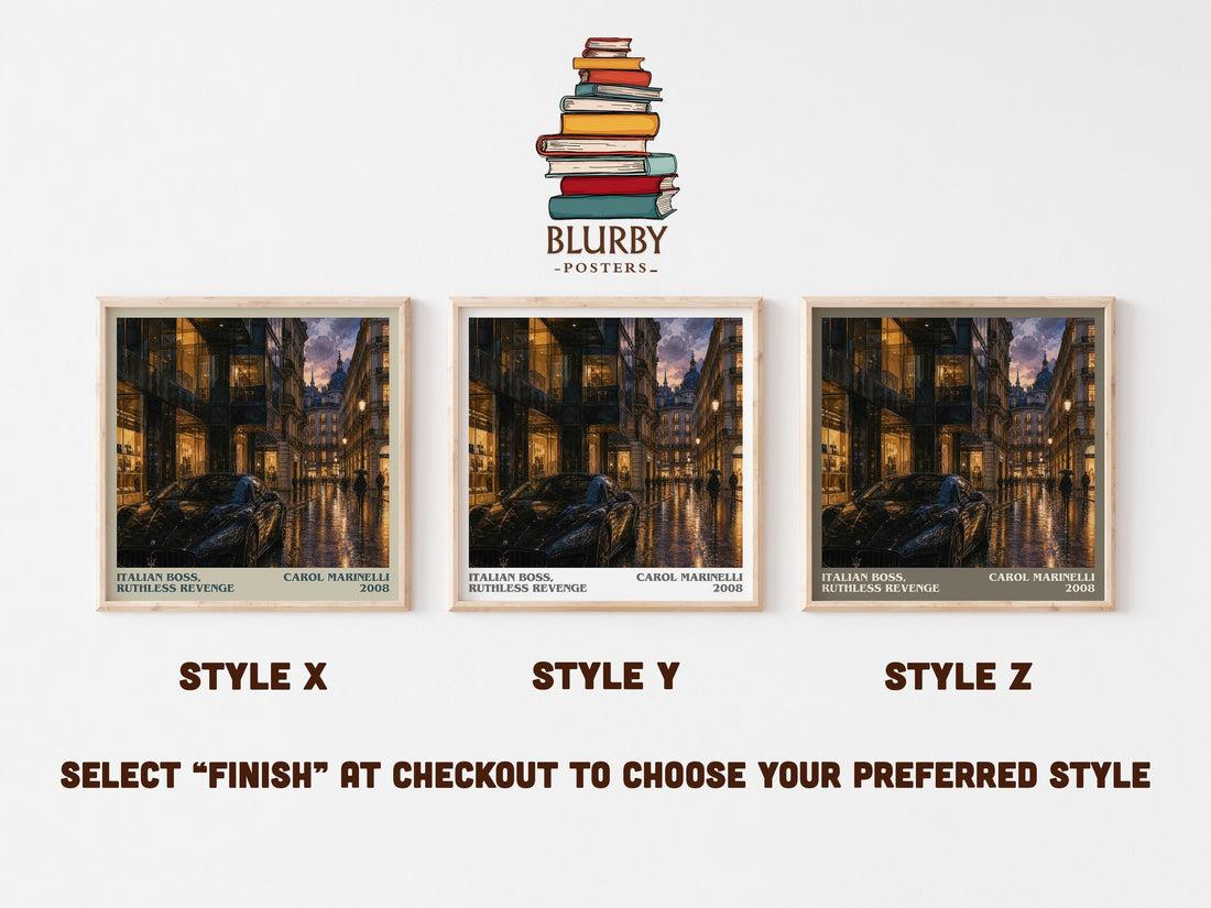 Italian Boss, Ruthless Revenge literary print in frame leaning in hallway – romance wall art (mockup)