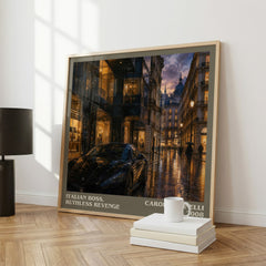 Italian Boss, Ruthless Revenge literary print framed by window – literary home decor