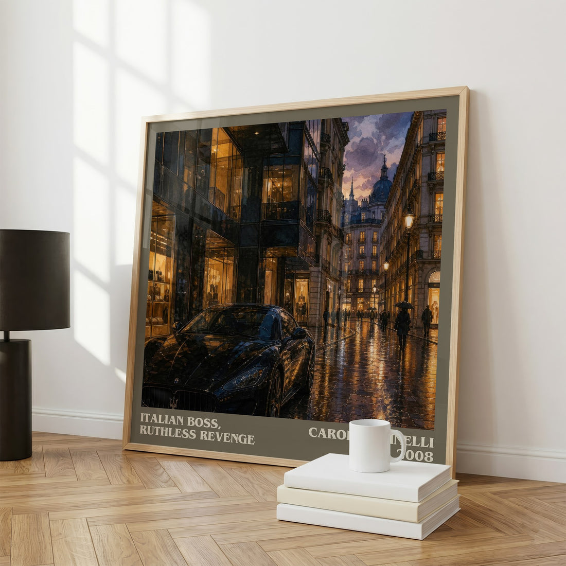 Italian Boss, Ruthless Revenge literary print framed by window – literary home decor