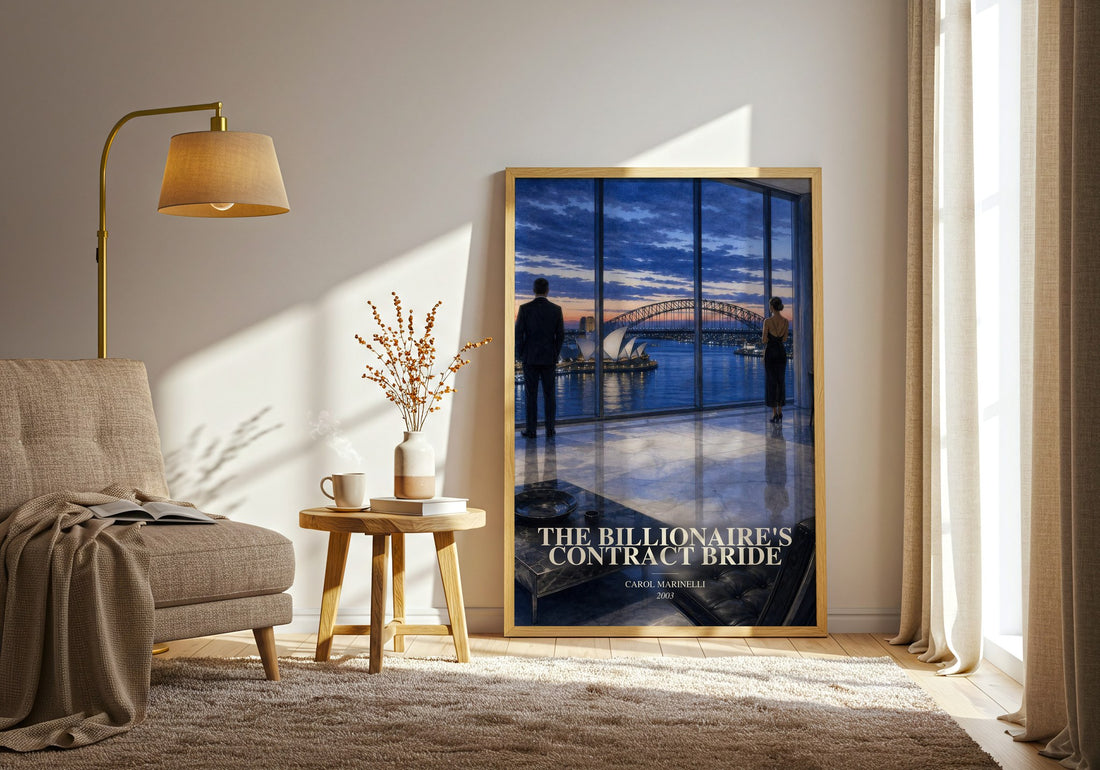 The Billionaire's Contract Bride watercolour print in frame leaning in hallway – romance wall art