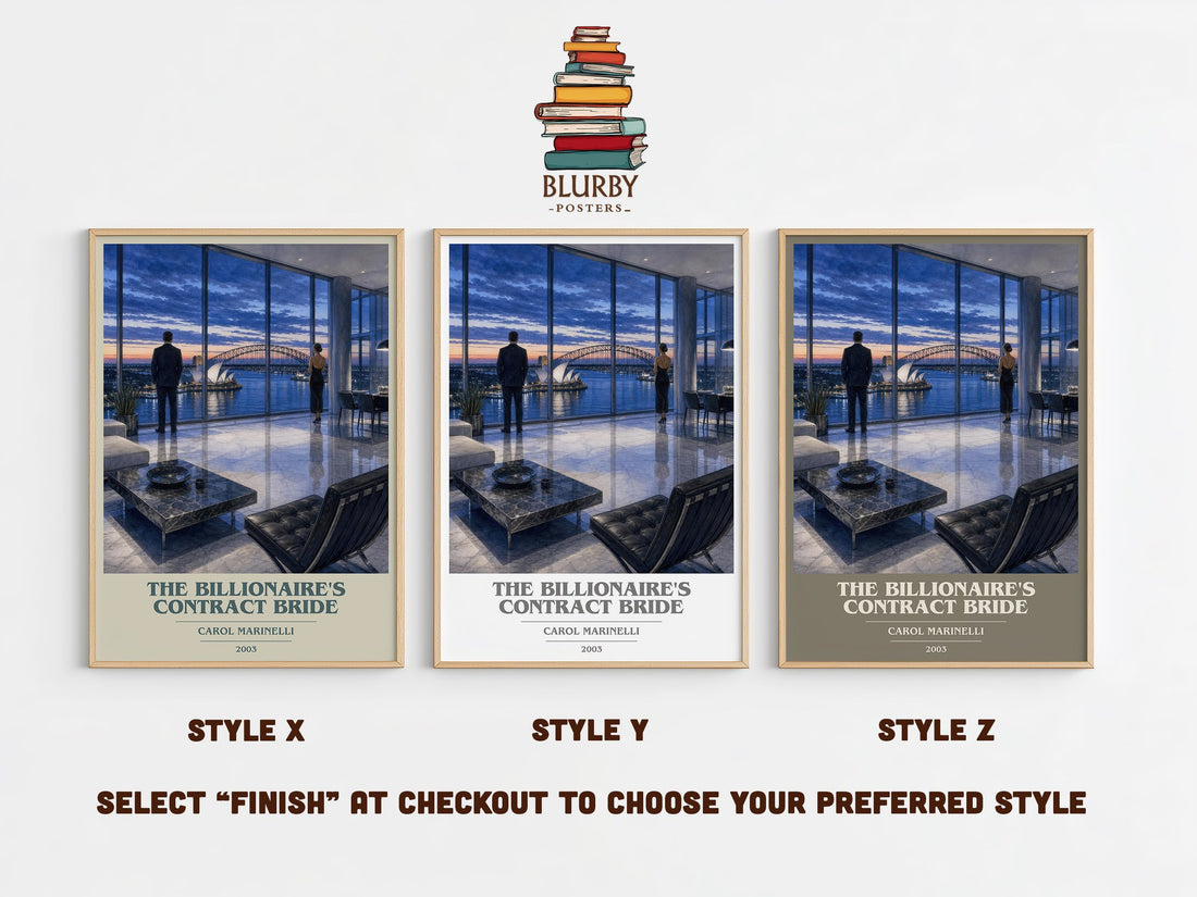 The Billionaire's Contract Bride book cover print in frame leaning in hallway – romance wall art (mockup)