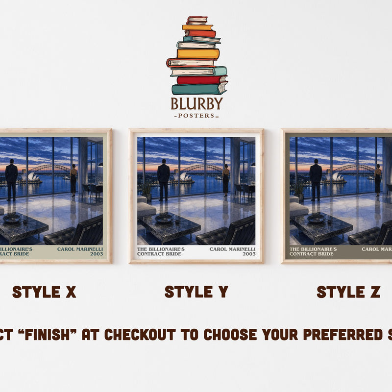 The Billionaire's Contract Bride literary print in frame leaning in hallway – romance wall art