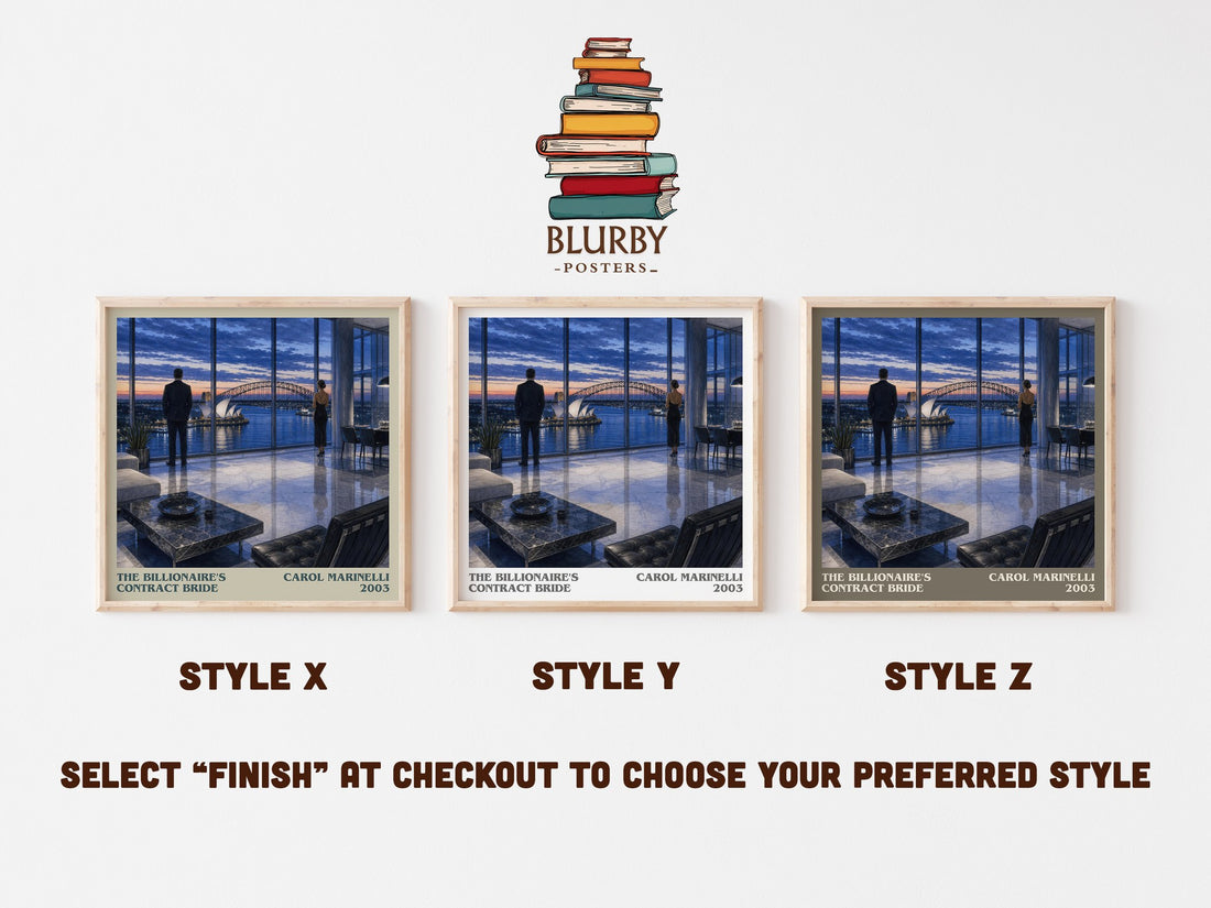 The Billionaire's Contract Bride literary print in frame leaning in hallway – romance wall art (mockup)
