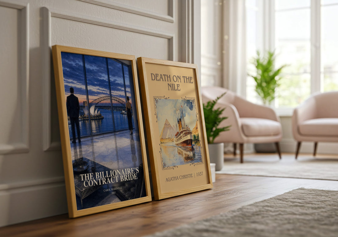 The Billionaire's Contract Bride watercolour print framed by window – literary home decor