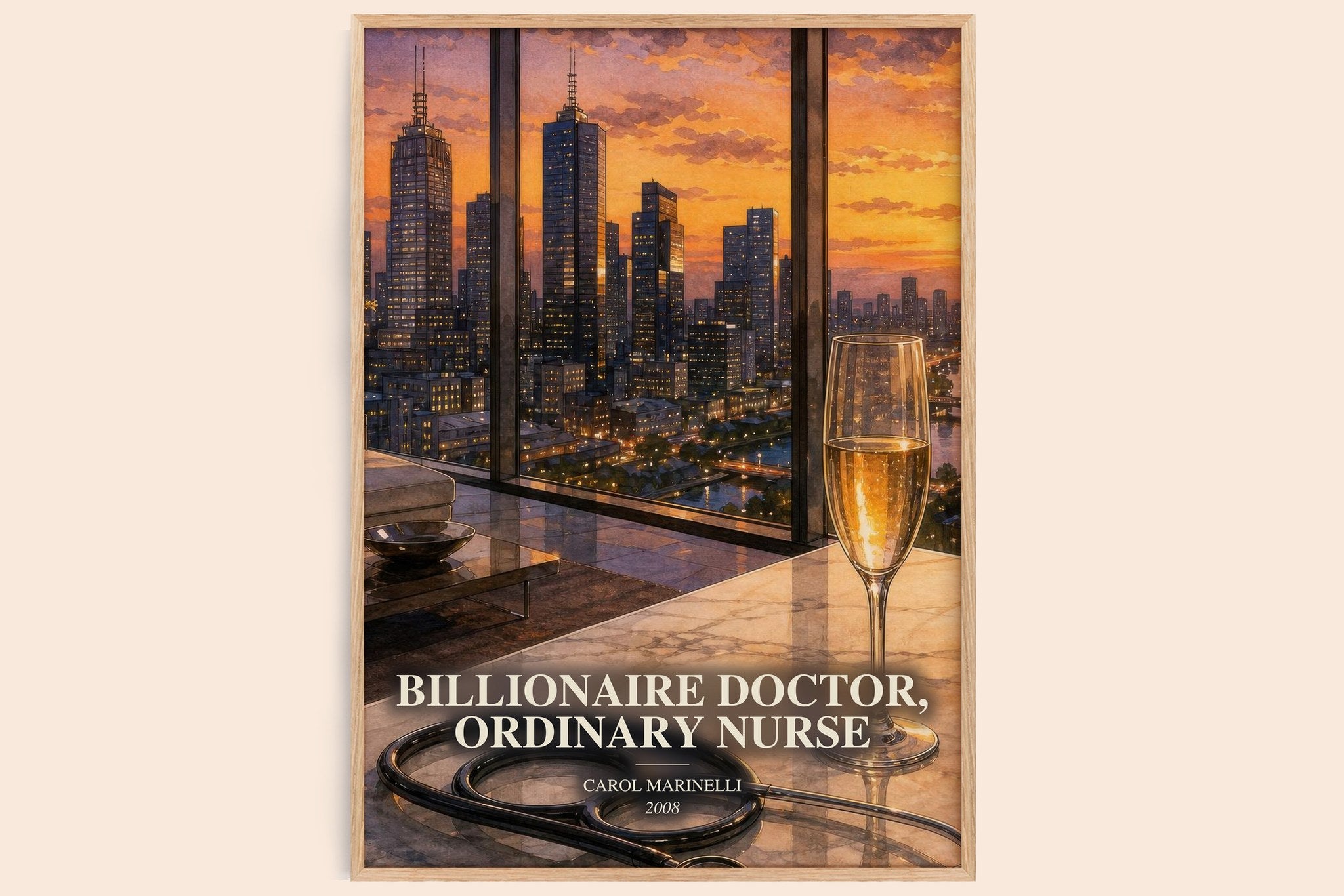 Billionaire Doctor, Ordinary Nurse Book Watercolour Illustration by Carol Marinelli