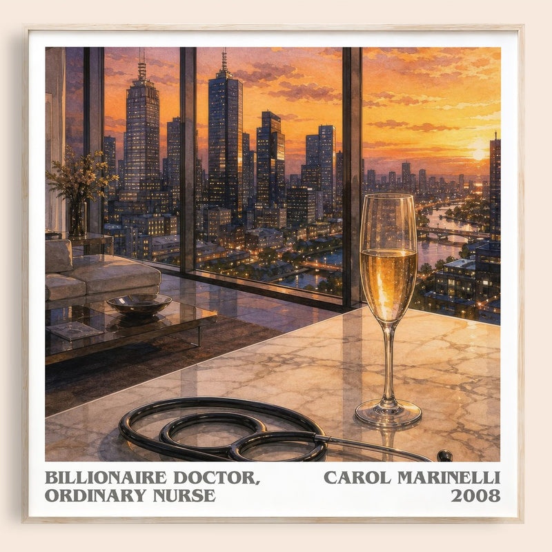 Billionaire Doctor, Ordinary Nurse literary book poster by Carol Marinelli – framed literary art print