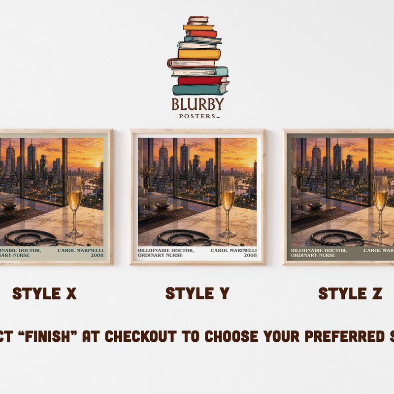 Billionaire Doctor, Ordinary Nurse literary print in frame leaning in hallway – romance wall art