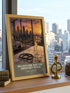 Billionaire Doctor, Ordinary Nurse book cover print framed by window – literary home decor