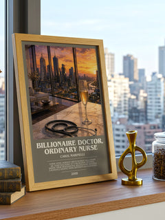 Billionaire Doctor, Ordinary Nurse bookish print framed by window – literary home decor