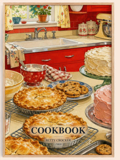 Cookbook watercolour book poster by Betty Crocker – framed literary art print