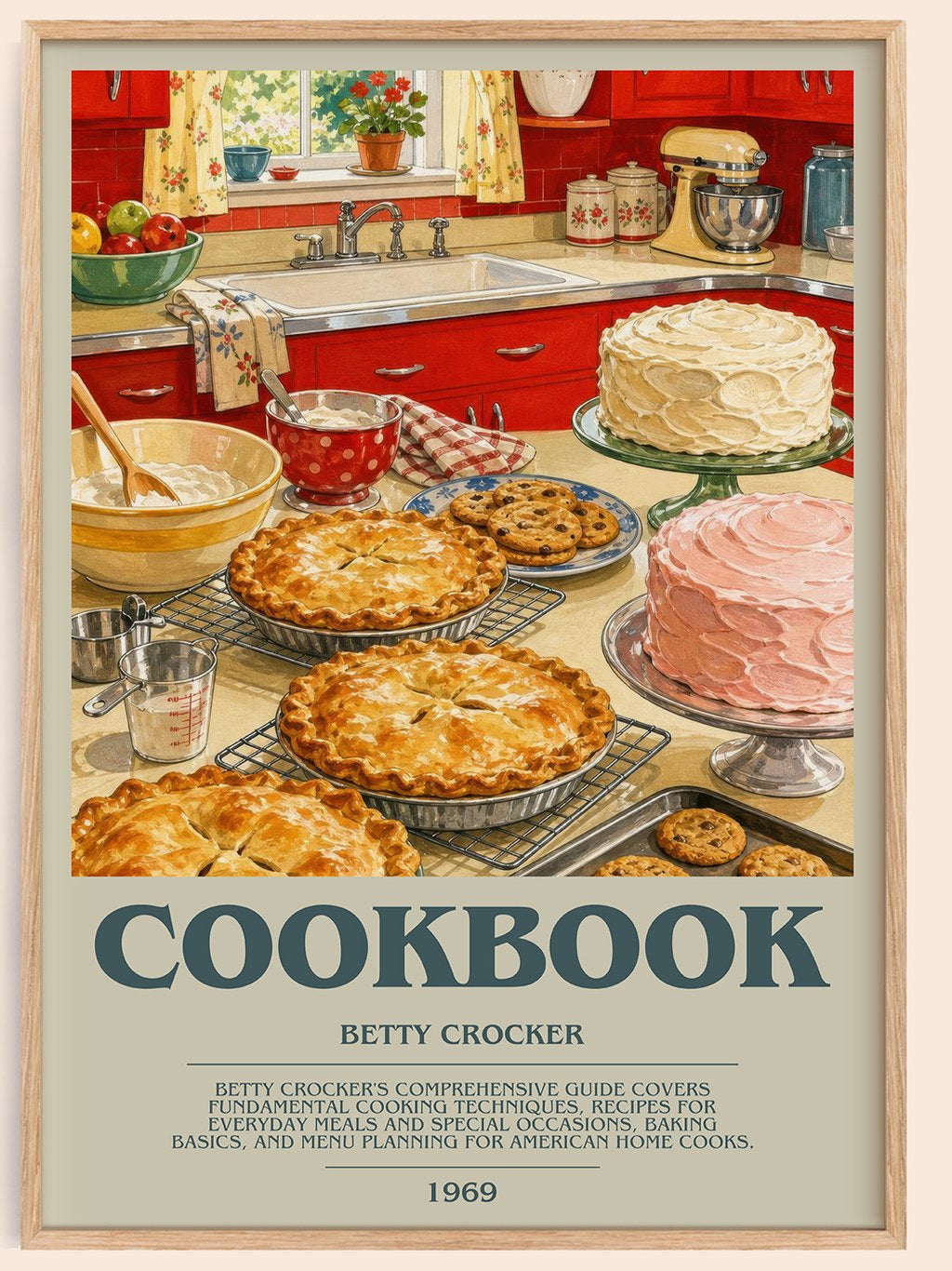 Cookbook bookish book poster by Betty Crocker – framed literary art print