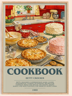 Cookbook bookish book poster by Betty Crocker – framed literary art print