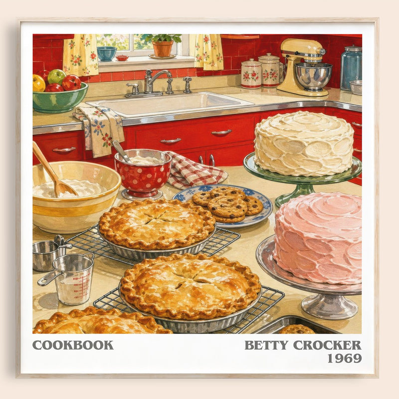 Cookbook literary book poster by Betty Crocker – framed literary art print