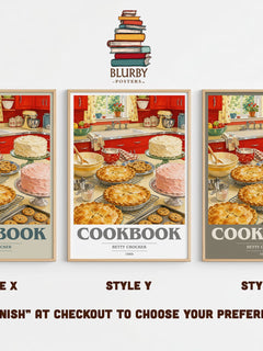 Cookbook book cover print in frame leaning in hallway – non fiction wall art