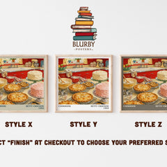 Cookbook literary print in frame leaning in hallway – non fiction wall art