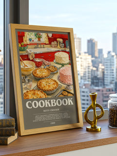 Cookbook bookish print framed by window – literary home decor