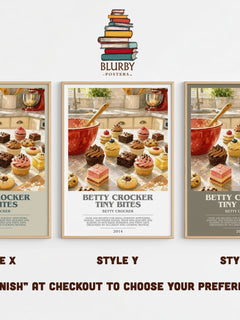 Betty Crocker tiny bites bookish print in frame leaning in hallway – __new__:cookbook wall art