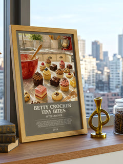 Betty Crocker tiny bites bookish print framed by window – literary home decor