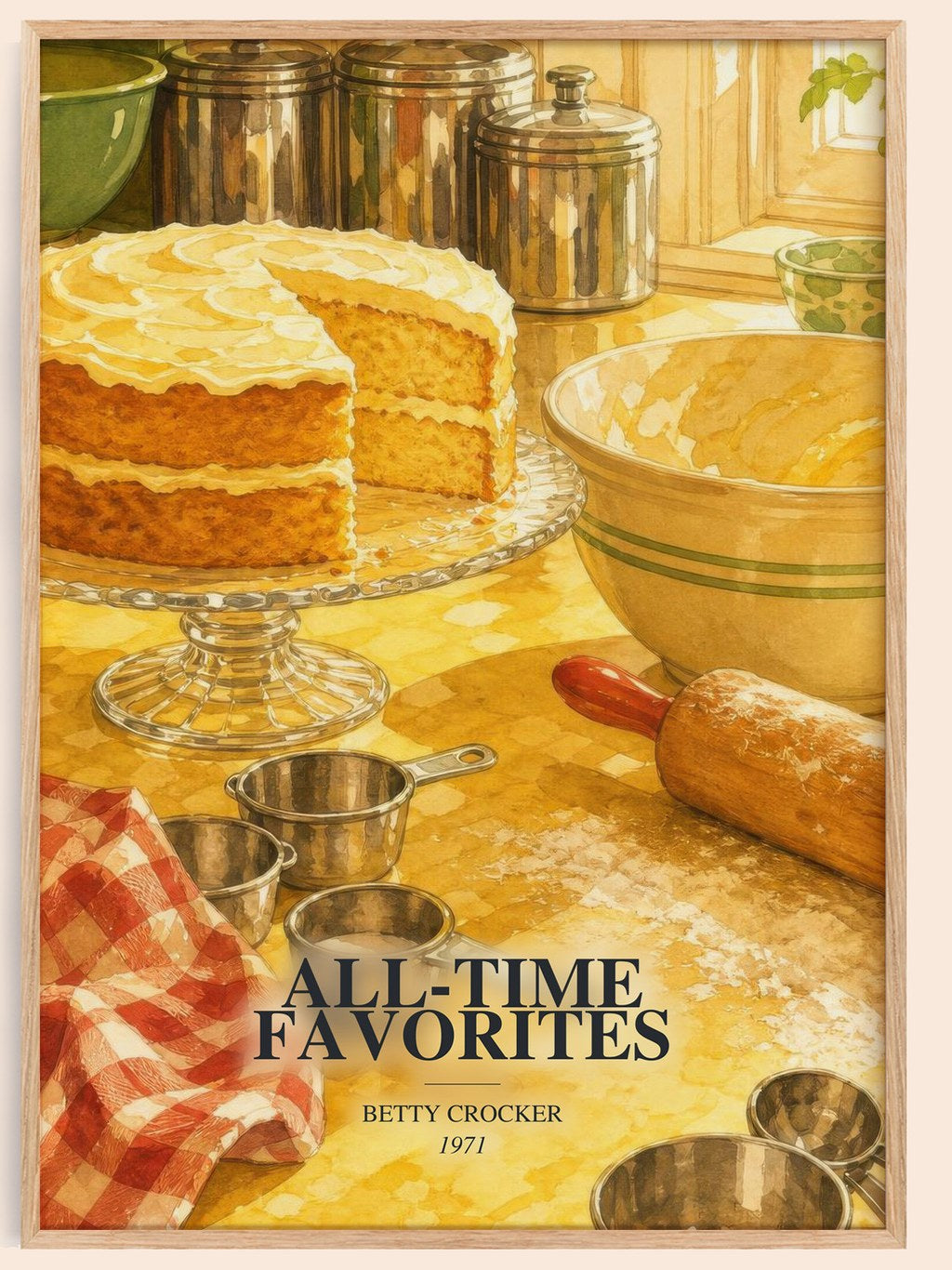 All-time favorites watercolour book poster by Betty Crocker – framed literary art print