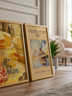 All-time favorites watercolour print framed by window – literary home decor