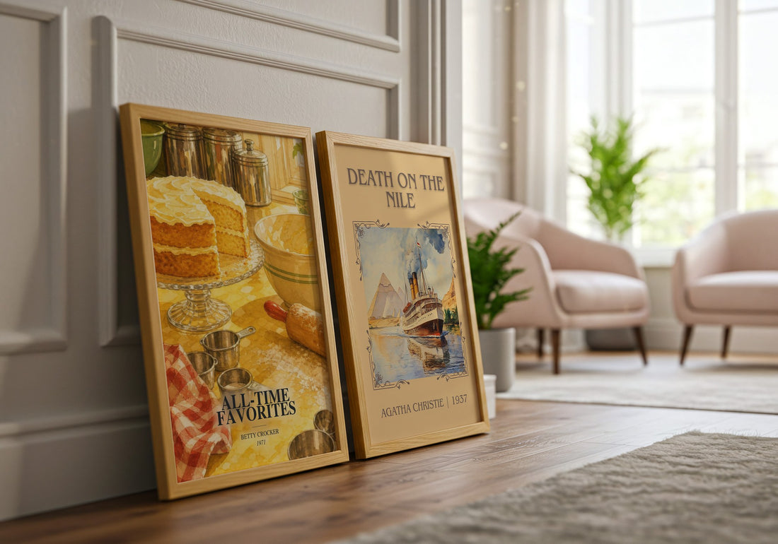 All-time favorites watercolour print framed by window – literary home decor
