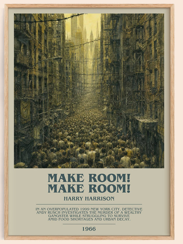 Make Room! Make Room! bookish book poster by Harry Harrison – framed literary art print