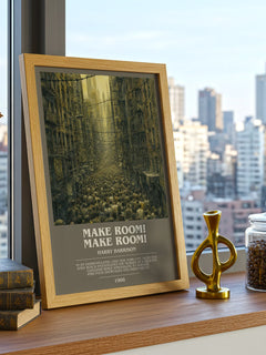Make Room! Make Room! bookish print framed by window – literary home decor