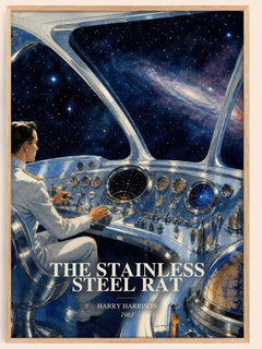 The Stainless Steel Rat watercolour book poster by Harry Harrison – framed literary art print