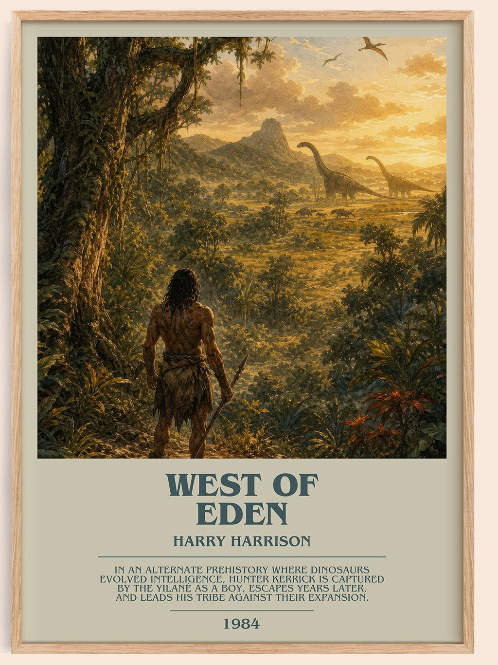 West of Eden bookish book poster by Harry Harrison – framed literary art print